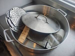 lot 5018 image: Stainless Steel Steam Pot Set with Digital Scale and Accessories
