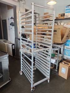 lot 5019 image: Commercial Rolling Baking Sheet Pan Rack Cart