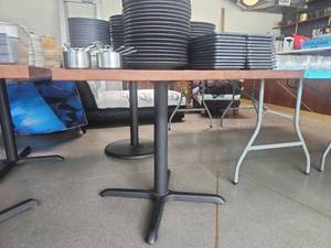 lot 5041 image: Restaurant Table with Solid Cherrywood&nbspTop and Metal Pedestal Base