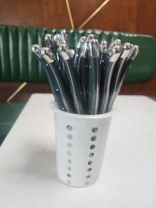 lot 5082 image: Laguiole Style Steak Knife Set with Black Handles and Holder