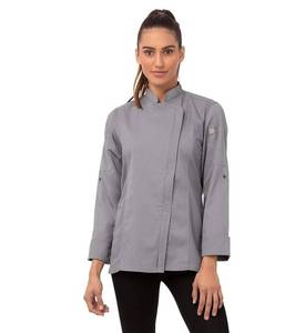 lot 5163 image: Bulk Lot of Large Gray Chef Works Hartford Womens Chef Coat with Cool Vent Side Panels Lightweight Chef Jacket