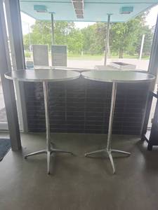 lot 5166 image: Round Cocktail Tables with Chrome Pedestal Base