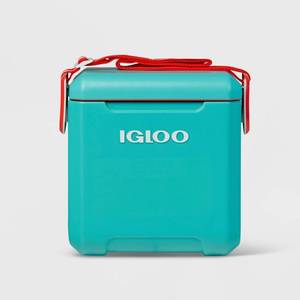 lot 5175 image: Igloo 11 QT Tag-Along Hard Sided Cooler  Teal and Red