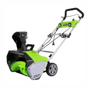 lot 5176 image: Greenworks 20  13 Amp Single-Stage Corded Electric Push Snow Blower