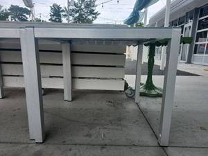 lot 5214 image: Gray Aluminum Outdoor Dining Table