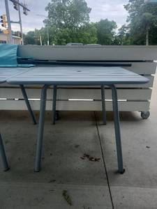 lot 5234 image: Aluminum Patio Dining Table with Umbrella Hole