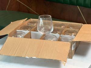 lot 5248 image: Box of 12 Stemless Wine Glasses