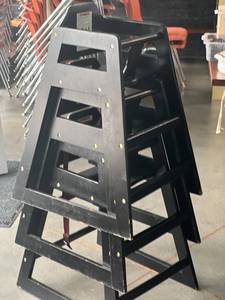 lot 5265 image: Black Wooden Restaurant High Chairs - Set of 3
