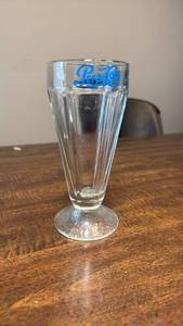 lot 3250 image: Pepsi Cola Fluted Glass Footed Soda Fountain Float Glass