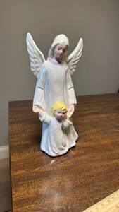 lot 3262 image: Porcelain Angel Figurine with Child