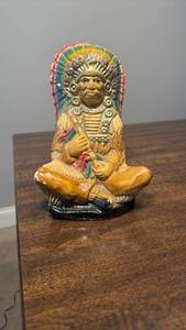 lot 3284 image: Native American Chief Ceramic Figurine with Feathered Headdress