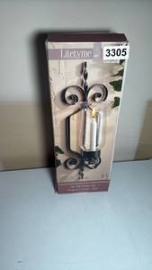 lot 3305 image: Litetyme 2-Piece Wall Sconce Set with Glass Candle Holders