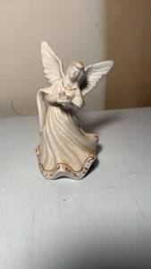 lot 3321 image: Porcelain Angel Figurine with Gold Trim