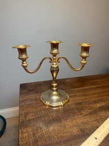 lot 3326 image: Brass looking antique candle holder