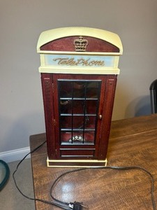 lot 3333 image: Vintage Telephone Booth with wired phone - plugged in and lights up Very Cool