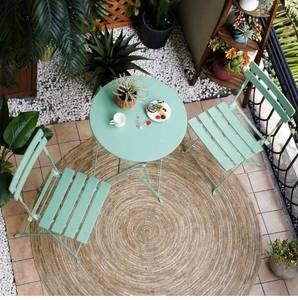 lot 9671 image: Grand patio 3-piece Steel Foldable Bistro Set, 2 Chairs and 1 Table, Weather-Resistant OutdoorIndoor Conversation Set for Patio, Yard, Garden- Sage Green