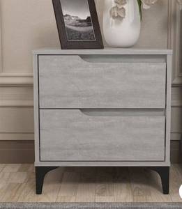 lot 9691 image: Galano Modern 2-Drawer Nightstand in Dusty Gray Oak 18.9 W x 15.7 D x 20.3 H