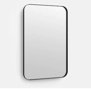 lot 9693 image: Better Bevel 24 x 36 Black Metal Framed Mirror  Rectangle Bathroom Wall Mirror  Rounded Corner