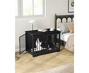 lot 9674 image: dog furniture crate hundebox Black