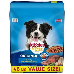 lot 9697 image: Kibbles n Bits Original Savory Beef & Chicken Flavors Adult Complete & Balanced Dry Dog Food - 45lbs
