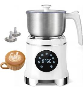 lot 9704 image: 7-IN-1 Milk Frother, 20.3 OZ Milk Frother and Steamer with Temperature Control Stainless Steel Electric Milk Frother Dishwasher Safe Hot and Cold Foam for Latte Hot Chocolate Cocoa (White)