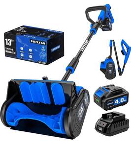 lot 9709 image: 40V Cordless Snow Shovel, 13 Inch 4.0Ah Electric Snow Shovel with Directional Plate, Brushless Cordless Snow Blower for Pathway, Patio, Deck, Driveway, Blue