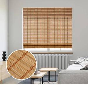 lot 9722 image: SMONTER Bamboo Roman Shades for Windows-Cordless Wooden Woven Blinds Light Filtering Bamboo Roll up Shades UV Protection and Easy Set up for Door and Countryhouse, 44 W x 64 H, Squirrel