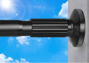 lot 9724 image: Tension Curtain Rod 51-165In(4.25-13.75Ft), Extra Long Outdoor Curtain Rod No Drilling for Window or Bathroom Patio, Adjustable Spring Shower Rod, Easy to Install Never Rust, Rod Diameter 1.26In-Black