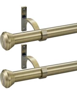lot 9730 image: 2 Pack Telescoping Curtain Rods,1Inch Diameter Drapery Rods 48-84Inch Length Adjustable Rod with Brackets Window Treatment-Antique Bronze