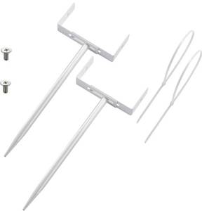lot 9760 image: White Rainwater Downspout Bracket with Strap, Adjustable Heavy-Duty Galvanized Iron Downspout Bracket, Rust-Proof Anchor for Pipe Support, for Lawn,Yard & Industrial Use(2 Pcs, A Sytle-30cm