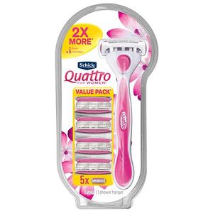 lot 9765 image: Schick Quattro for Women Women s Razor  1 Razor Handle and 5 Refills  Value Pack 5ct