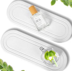 lot 9766 image: 2PCS Water Absorbing Stone Tray, Fast Drying Diatomite Stone Sink Tray, Water Absorbent Diatomite Coasters, Stones Soap Trays for Kitchen Sink, Bathroom Counter Hand Soap Dish & Holders