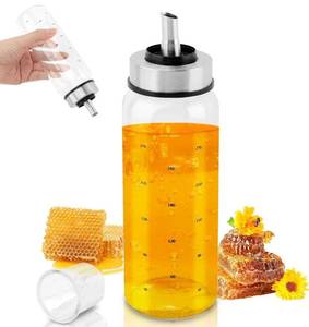 lot 9772 image: Glass Honey Dispenser Pot 10oz, Honey-Dispenser No Drip, Maple Syrup Dispenser with Pour Spout and Cup, Honey Container(COLORclear)
