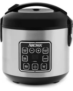 lot 9778 image: AROMA Digital Rice Cooker, 4-Cup (Uncooked)  8-Cup (Cooked), Steamer, Grain Cooker, Multicooker, 2 Qt, Stainless Steel Exterior, ARC-914SBD