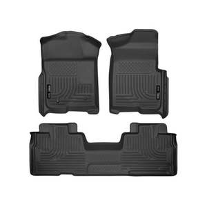 lot 9781 image: Husky Liners 98341 WeatherBeater Front & Second Seat Floor Liners - 3 Piece Fits 2009-2014 Ford F150