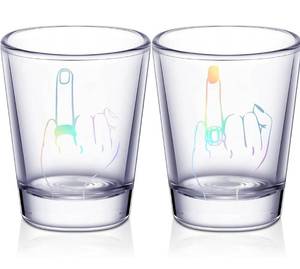 lot 9786 image: Mimorou Bride and Groom Glasses 2 Pieces Ring Finger Wedding Funny Bride Wine Glass 2 oz Mr and Mrs Engagement Gifts Stemless for Newlyweds Couples (Silver)