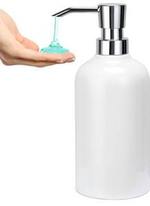 lot 9787 image: Ceramic White Soap Dispenser with Rust-Proof Plastic Pump Bathroom, 16.9oz Hand Soap Dispenser for Kitchen, Hotel