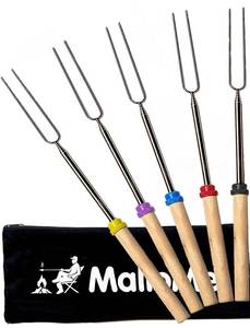lot 9797 image: MalloMe Smores Sticks for Fire Pit Long - Marshmallow Roasting Sticks Smores Kit - Smore Skewers Hot Dog Fork Campfire Cooking Equipment, Camping Essentials Smores Gear Outdoor Accessories 32 5 Pack