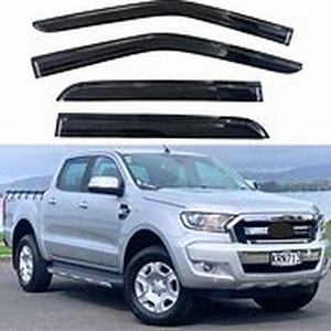 lot 9718 image: KPY Window Visor Compatible with Ford Ranger SuperCrew 2012-2018, Rain Guard Side Window Vent Deflectors Tape-On Style, 2012 2013 2014 2015 2016 2017 2018, Black