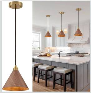 lot 9820 image: 3 Pack Pendant Lights Kitchen Island, 8.3 Small Wood Pendant Light, Adjustable Height Hanging Light Fixtures, Kitchen Island Lights for Dining Room, Bedroom, Hallway, Bar (Walnut
