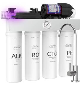lot 839 image: SimPure T1-400ALK Alkaline UV Reverse Osmosis System, NSFANSI 58 Certified, Tankless RO Water Filter System 400 GPD, pH Remineralization Water Filtration Under Sink, BPA Free, Built-in Pump