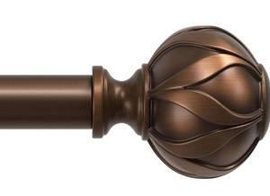 lot 9841 image: Antique Bronze Curtain Rods for Windows 48 to 84 Inches, 1 Adjustable Heavy Duty Antique Window Curtain Rod with European Vintage Floral Finial, Vintage Decorative Drapery Rods for Bedroom