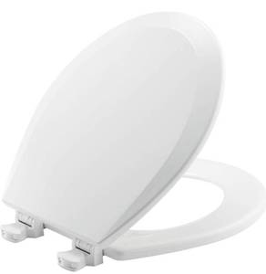 lot 9846 image: BEMIS 500EC 390 Toilet Seat with Easy Clean & Change Hinges, 1 Pack Round, Cotton White