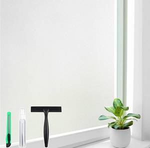 lot 9850 image: Homein Frosted Glass Window Privacy Film with Tools UV Blocking Privacy Film for Glass Windows, Static Cling No Glue Removable Reusable Anti Glare for Home Day and Night, Pure 35.4 x 157.4