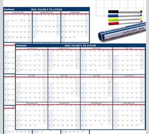 lot 9851 image: 12 Pack 2026 Wall Calendar 32 x 48 Wet & Dry Erase Calendar for Wall - Large Yearly Planner 12 Months, 2-Sided Reversible Horizontal Vertical Calendar January to December for Home Office School