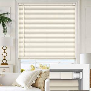lot 9855 image: LazBlinds No Tools No Drill 1 Vinyl Mini Blinds, Cordless Blinds for Windows, Light Filtering Horizontal Window Blinds & Shades, 47 W x 48 H, Cream