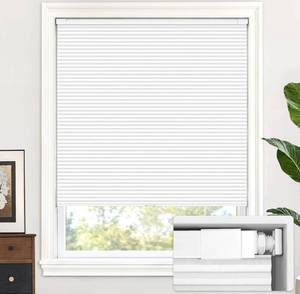 lot 9871 image: LazBlinds Cordless Cellular Shades, No Tools No Drill Blackout Honeycomb Shades Pleated Blinds for Windows, 32 W x 36 H, Silver White