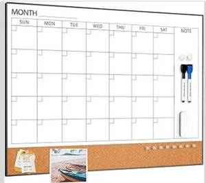 lot 9879 image: ARCOBIS Dry Erase Calendar with Cork Board for Wall, 24x 18 Magnetic Calendar Whiteboard with Black Frame, Monthly Combination Board for School, Home, Office