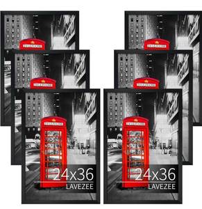 lot 9880 image: Lavezee 24x36 Poster Frames Set, Metal 24 by 36 Frame Made to Display 24 by 36 Inch Photo Prints for Wall Decor, 6 Pack Poster Frames for Wedding Birthday Thanksgiving Mothers Day