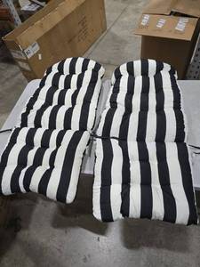 lot 9887 image: Outdoor Seat Cushions BlackWhite Stripe 2 Pack